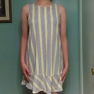Blue and Yellow Striped Dress